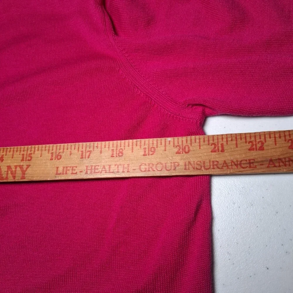 Vintage Talbots Cardigan Sweater Large Pink Magenta Cotton Button Up Italy - Picture 4 of 13